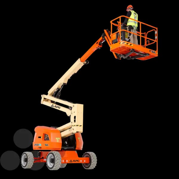 Operador em plataforma elevatória de lança Elevatorias
